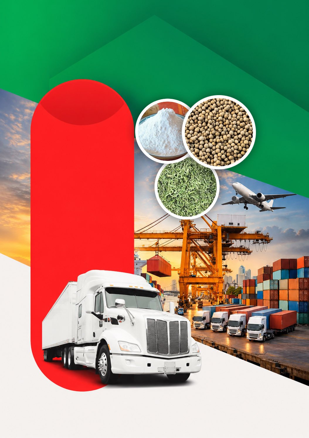 Container port and trucks