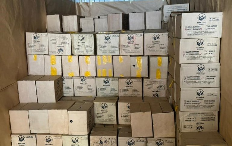 Martha All Natural cartons stacked inside a shipping container